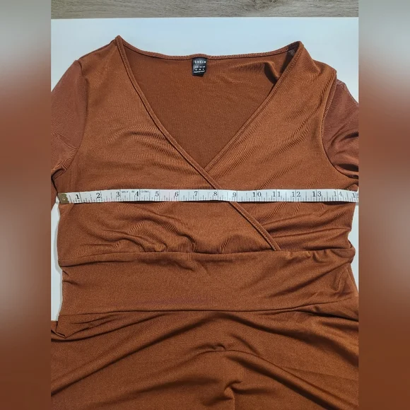 SHEIN Unity Contrast Mesh Overlap Collar Fit And Flare Dress Size Medium M - Picture 8 of 10